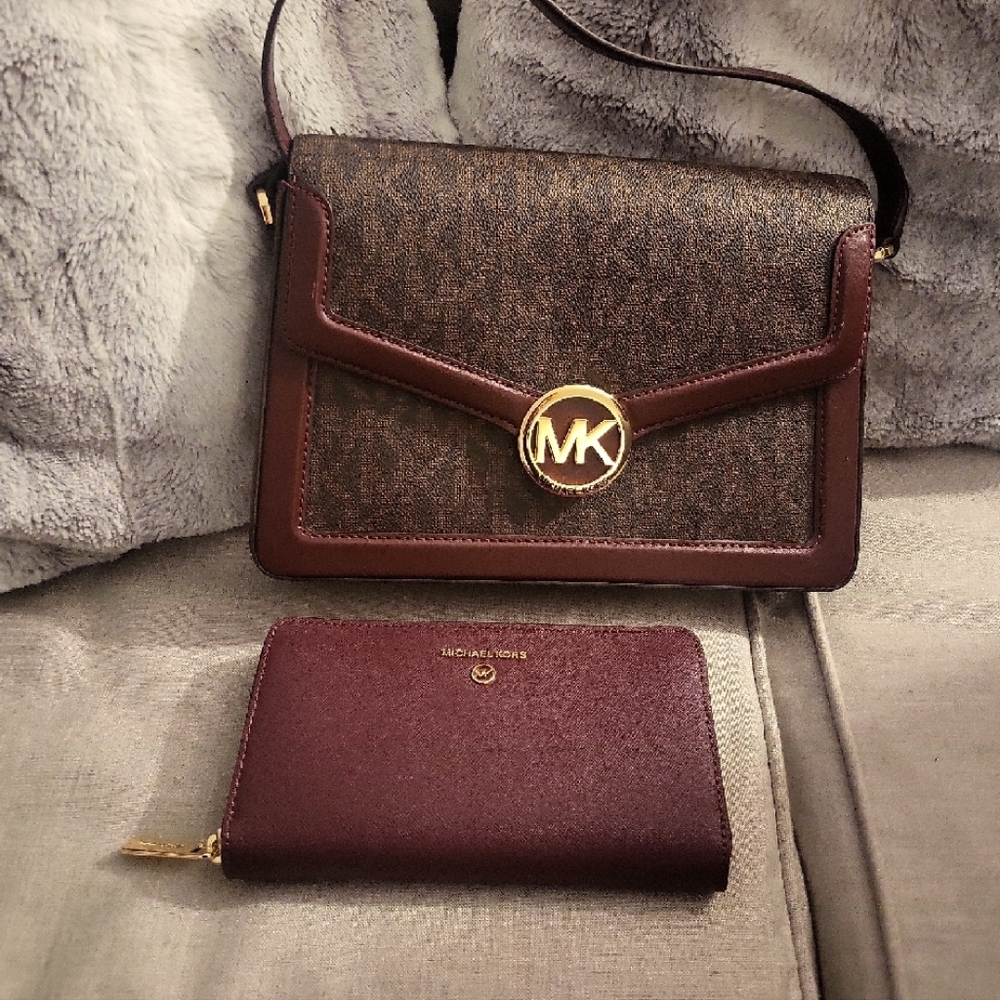Michael Kors Brown Crossbody Bag with Structured Flap